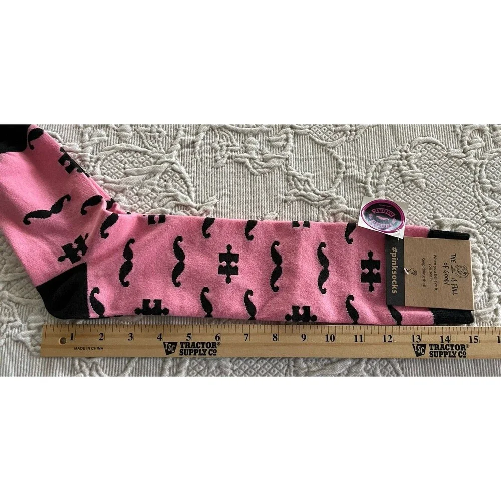 The Earth Is Full Of Good Pink Socks #PinkSocks Mustache And Puzzle Piece